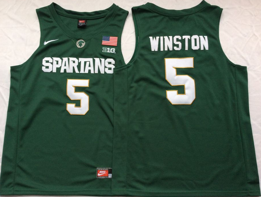 NCAA Men Michigan State Spartans Green #5 WINSTON